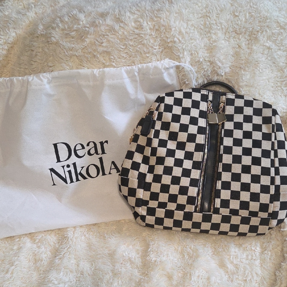 Dear Nikola The Colette Backpack, Black & Cream Checkered